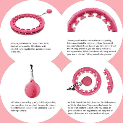 Weighted Fitness Hoola Hoop for Exercise Kids,2 in 1 Weight 24 Detachable
