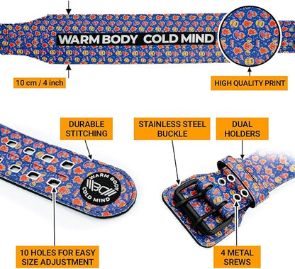 WARM BODY COLD MIND Leather Weight Lifting Belt 4" Adjustable