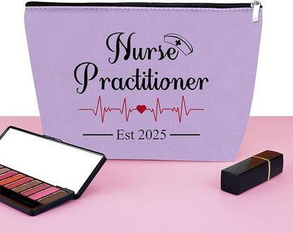 Mxrymvu New Nurse Practitioner Gifts Cosmetic Bag New Nurse Graduation Gifts NP Makeup Bag NP Est 2025 Graduation Christmas Birthday Present Travel Pouch Purple