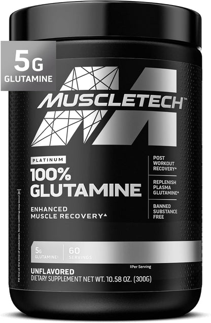 Glutamine Powder | MuscleTech 100% Pure L Glutamine Powder | Post Workout Recovery Drink | L-Glutamine Powder for Men & Women | Muscle Recovery | Unflavored (60 Servings)
