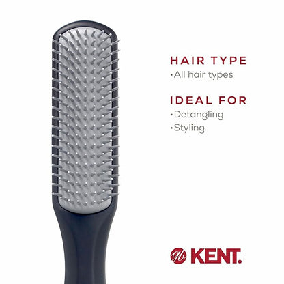Kent KFM3 Gel Styling Hair Brush for Men, 9 Row Men's Hair Brush with Ionic Anti Static Bristles, Detangling and Smoothing Short to Medium Length Hair