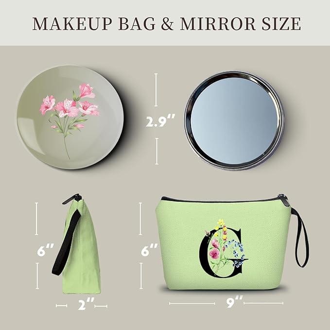 SEAMOON Maid of Honor Friendship Birthday Gifts for Women Her Aunt Sister Bridesmaid Coworkers Bride Personalized Makeup Cosmetic bag with Mirror Mothers Day Christmas Graduation G