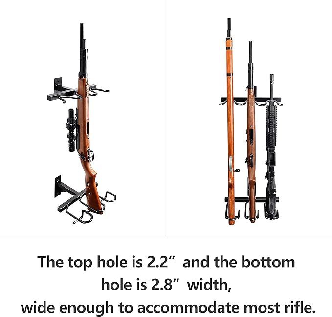 Gun Rack, Gun Rack Wall Mount for Rifles and Shotguns, Rifle Rack - Heavy Duty Steel, 3-Slot