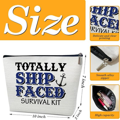 Funny Cruise Makeup Gift Bag, Toiletry Survival Kit Travel Cosmetic Bags With Zipper Travel Organizer For Women Girl Mom Sister Friend, Cruise Lover Summer Vacation Gifts