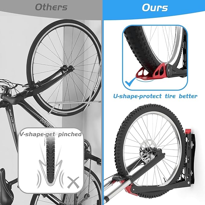 BIKEPAL No Lifting Wall Mounted Swivel Bike Rack, Bike Wall Hangers for Garage Space Saving Vertical Bike Storage(1 Pack)