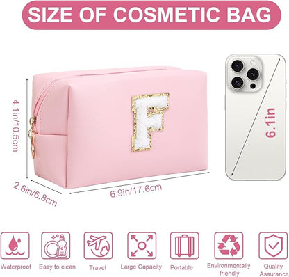 Birthday Gifts for Women Her,Travel Cute Makeup Bag,Large Capacity Cosmetic Bags for Women Makeup Pouch PU Leather Waterproof Cosmetic Bag (F, Pink)