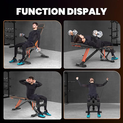 naspaluro Adjustable Weight Bench for Home Gym Foldable 880LB Incline 3-Sec Folding