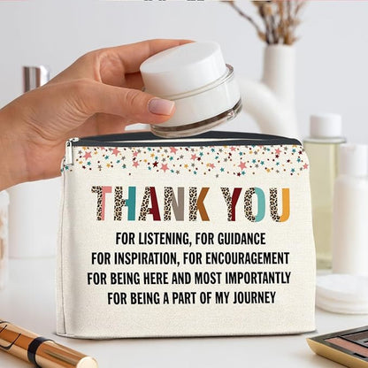 Thank You Gifts for Women Makeup Bag, Appreciation Gifts for Boss Coworkers Teacher Friends, Thank You for Being Part of My Journey Cosmetic Bag Zipper Makeup Pouch