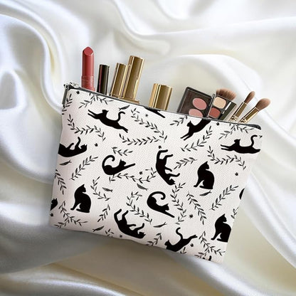 Cat Makeup Bag Cat Gifts Cosmetic Bag Cat Lover Gifts for Women Girls Best Friends Daughter Cat Themed Gifts Cat Stuff Travel Organizer Zipper Pouch Graduation Birthday Friendship Gifts