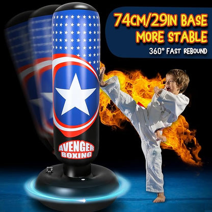 Punching Bag for Kids, 66 Inch Larger Kids Boxing Bag with Gloves, All Star Inflatable Punching Bag for Kids Boxing, Karate, Gifts for Boys Age 3-12