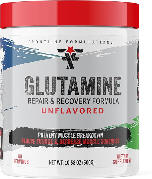Glutamine, Unflavored, Essentials, Train Harder, Recover Faster, Increase Endurance, Veteren Owned and Operated (60 Servings, Glutamine)