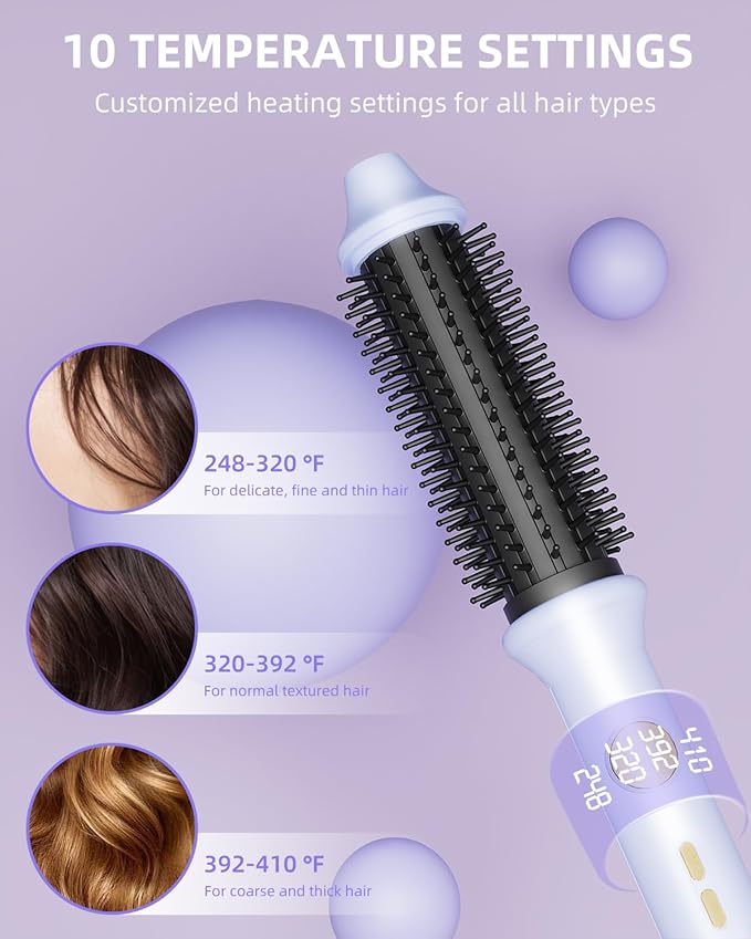 Thermal Brush, 1.26 Inch Curling Iron Brush with 10 Adjustable Heat Settings, Dual Voltage for Travel, Easy to Create Curling, Smooth Hair, Less Frizz