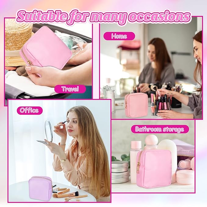 Sweetude 6 Pcs Nylon Makeup Bag Travel Nylon Pouch Zipper Cosmetic Bag for Purse Women Girls Organizer Makeup Pouch for Birthday Wedding Mother's Day Graduation Gifts(Mini,Assorted Color)