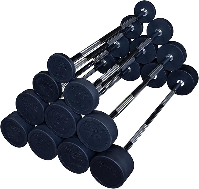 Body-Solid Rubber Coated Fixed Weights Straight Barbells- Weighted