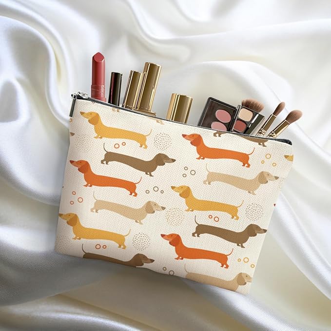 Dachshund Gifts Makeup Bag Sausage Dog Cosmetic Bag Weiner Dog Gifts for Women Girls Best Friend Dog Lovers Daughter Travel Organizer Zipper Pouch Graduation Birthday Friendship Gifts