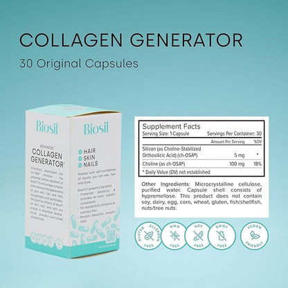 Biosil Collagen Generator - 30 Original Capsules, Pack of 2 - with Patented ch-OSA Complex - Generates & Protects Your Own Collagen - GMO Free - 30-Day Supply