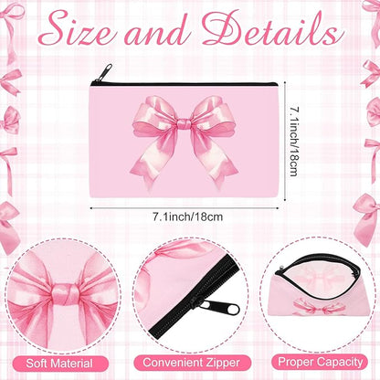 Reginary 20 Pieces Cosmetic Bag for Women, Roomy Makeup Bags with Zipper Toiletry Bag Pouch Travel Accessory Organizer Gifts, 7 x 4.3 Inches (Pink Bow)