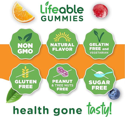Lifeable Sugar Free Biotin Gummies | 5000mcg Vitamin B7 | Great Tasting Biotin Supplement | Biotin Gummies for Hair Growth, Skin and Nail Health | Hair Gummies for Women, Men, Adults | 90 Gummies