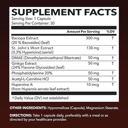 NeuroIgnite Brain Supplements for Memory and Focus Support with St Johns Wort & Ginkgo Biloba - Nootropics Brain Support Supplement - Cognitive & Memory Supplement for Brain Health - 1 Month Supply