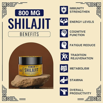 800mg Shilajit Supplement - Shilajit Pure Himalayan Organic Shilajit Resin with Maximum Potency, Original from Himalayan with 85+ Trace Minerals & Fulvic Acid for Focus & Energy, Immunity, 4 Packs