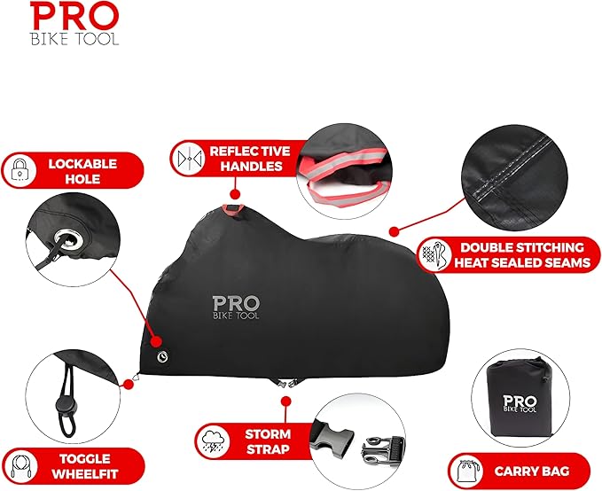 PRO BIKE TOOL Bike Cover for Outdoor Bicycle Storage - XXL Size for 2-3 Bikes - Stationary Use for Yard, Garden or Indoors - Protection from All Weather Conditions for Mountain & Road Bikes
