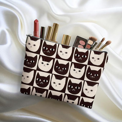 Cat Makeup Bag Cat Gifts Cosmetic Bag Cat Lover Gifts for Women Girls Best Friends Aunt Mom Cat Themed Gifts Cat Stuff Travel Organizer Zipper Pouch Graduation Birthday Friendship Gifts