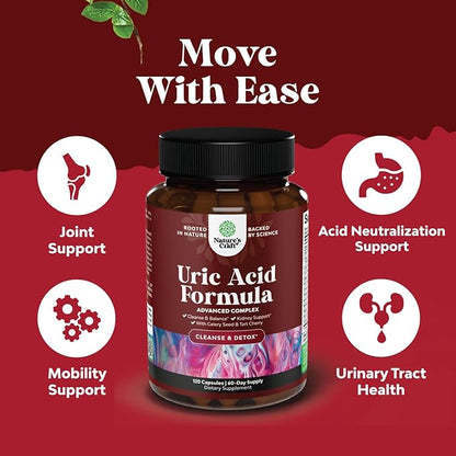 Herbal Uric Acid Cleanse and Detox - Essential Daily Kidney Cleanse and Uric Acid Support for Adults – Joint Support Supplement and Detox Cleanse with Tart Cherry Extract Capsules for Men and Women