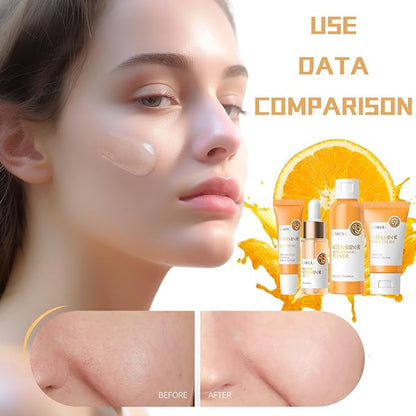 Skin Care Kit Vitamin C Women Gifts - Travel Essentials - 4PCS Antioxidant Facial Skin Care Products with Toner, Serum, Face & Eye Cream - Skincare for Girls 10-12(One Size, 4PCS Vitamin C Scent)