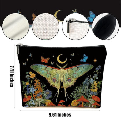 Butterfly Makeup Bag Gothic Moth Blossom Cosmetic Bag Butterfly Gifts for Women Girls Friend Daughter Witchy Gifts Mystical Travel Organizer Zipper Pouch Graduation Birthday Friendship Gifts