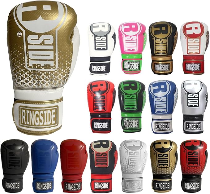 Ringside Apex Flash Sparring Gloves, IMF-Tech Boxing Gloves with Secure Wrist Support, Synthetic Boxing Gloves for Men and Women, White and Gold, 14 oz