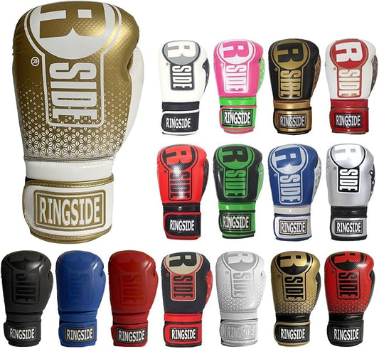 Ringside Apex Flash Sparring Gloves, IMF-Tech Boxing Gloves with Secure Wrist Support, Synthetic Boxing Gloves for Men and Women, White and Gold, 14 oz
