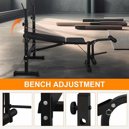 Weight Bench, Bench Press Set with Squat Rack