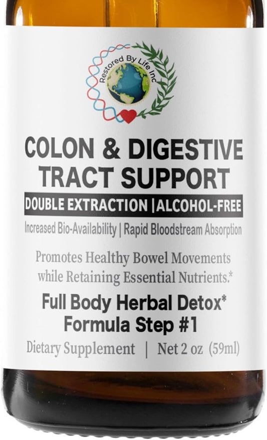 Colon Digestive Tract Support | 2 oz. Liquid Extract Tincture | Detox Cleanse Support Formula