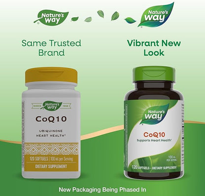 Nature's Way CoQ10 with Ubiquinone, Supports Heart Health*, Supports Cellular Energy Production*, 100 mg per Serving, 120 Softgels (Packaging May Vary)