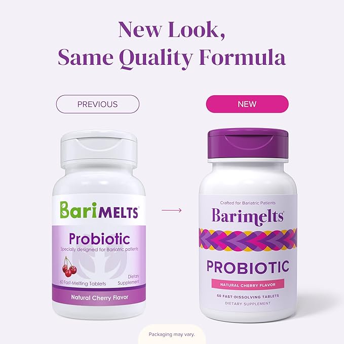Barimelts Probiotic, 5 Billion CFU - 60 Fast-Dissolving Tablets (2-Month Supply) - Sugar-Free Probiotics for Women, Support Gut Health After Bariatric Surgery, Natural Cherry Flavor