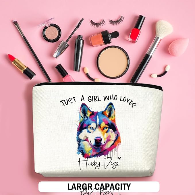 Husky Gifts Makeup Bag Husky Lovers Cosmetic Bag Travel Organizer Bags Makeup Pouch, Christmas Birthday Friendship Animal Lovers Gifts for Women Girls Sisters