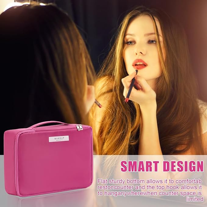 Travel Makeup Bag Cosmetic Bag Makeup Bag Toiletry bag for women and men (Rosy)