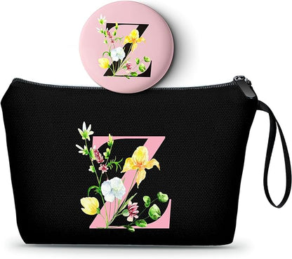 SEAMOON Bride to be Birthday Womens Unique Initial Monogram Gifts for Women Mom Personalized Travel Makeup Cosmetic Bag with Mirror Valentines Mothers Day Christmas Graduation Z