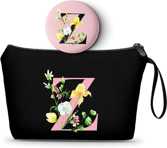 SEAMOON Bride to be Birthday Womens Unique Initial Monogram Gifts for Women Mom Personalized Travel Makeup Cosmetic Bag with Mirror Valentines Mothers Day Christmas Graduation Z