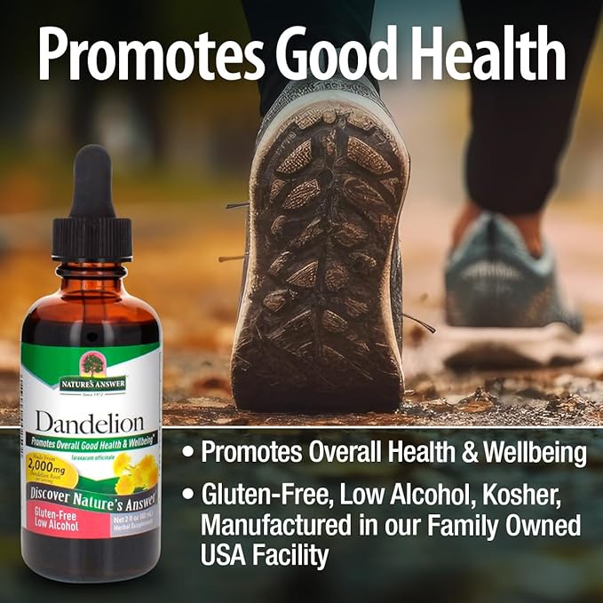 Nature's Answer Dandelion Root Extract 2 Oz – Low Organic Alcohol, Detox & Liver Support Supplement – Made in USA, Kosher, Gluten Free – Dandelion, Dandelion Root, Dandelion Root Supplement