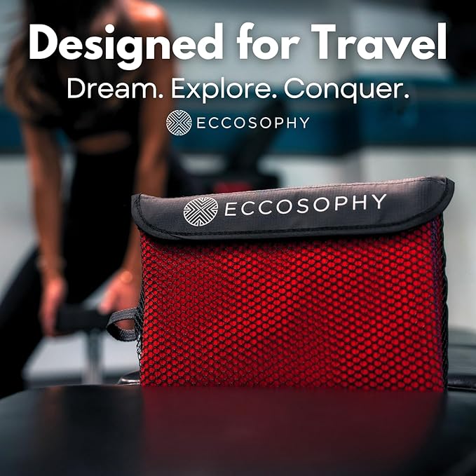 ECCOSOPHY Microfiber Gym Towel for Working Out - (71x35-Cherry)