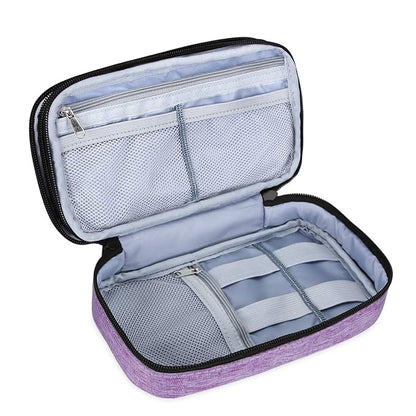 Teamoy Travel Makeup Brush Bag(up to 8.5"), Professional Cosmetic Bags Organizer Case with Handle Strap for Makeup Brushes and Beauty Supplies-Small, Purple (No Accessories Included)