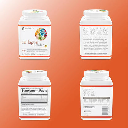 Youtheory Collagen Powder - Premium Collagen Supplement with Vitamin C & Biotin - Supports Healthy Hair, Nails, Skin & Joints* - Dairy, Soy & Gluten Free - Citrus Twist, 10 oz