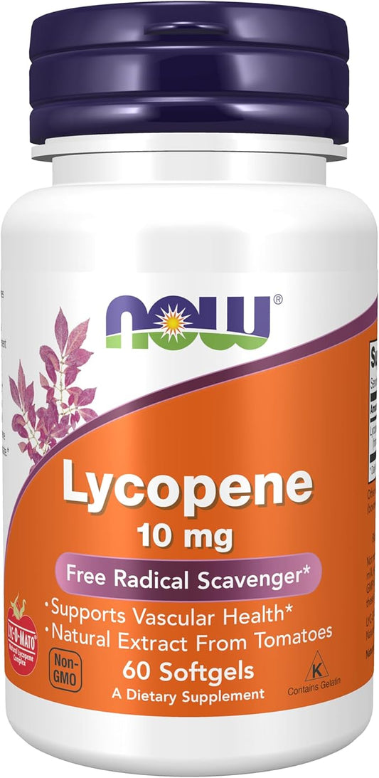 NOW Supplements, Lycopene 10 mg with Natural Extract from Tomatoes, Free Radical Scavenger*, 60 Softgels