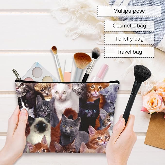 Gift Bag for Her - Cat Lover Makeup Purse, Travel Accessory -25