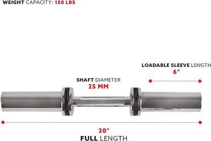 Sunny Health & Fitness Olympic Single Barbell Bar 20" Heavy 2 Inch OB-20