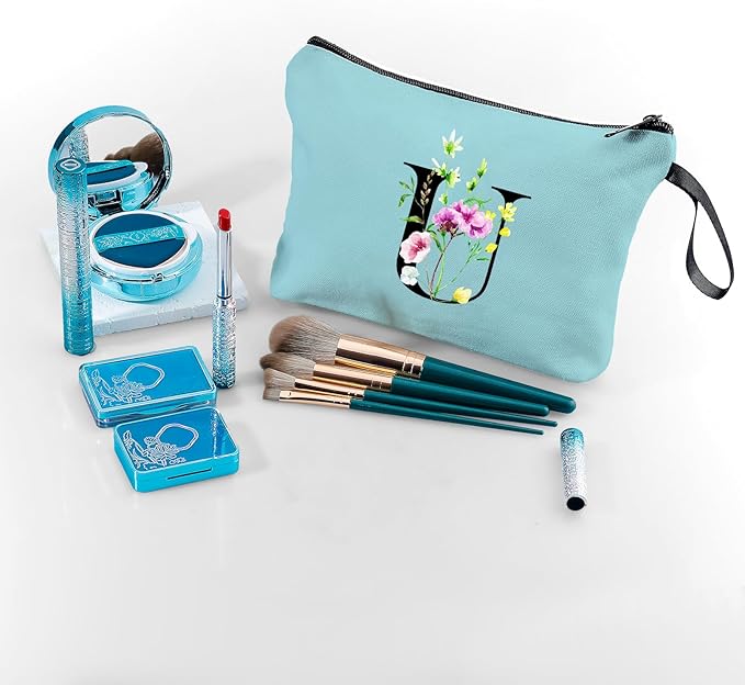SEAMOON Birthday Thank You Appreciation Monogrammed Gifts for Mom Aunt Teacher Sister Friend Coworkers Bride Bridesmaid Makeup Cosmetic Bag with Mirror Mothers Day Christmas Graduation U