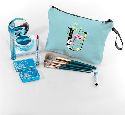 SEAMOON Birthday Thank You Appreciation Monogrammed Gifts for Mom Aunt Teacher Sister Friend Coworkers Bride Bridesmaid Makeup Cosmetic Bag with Mirror Mothers Day Christmas Graduation U
