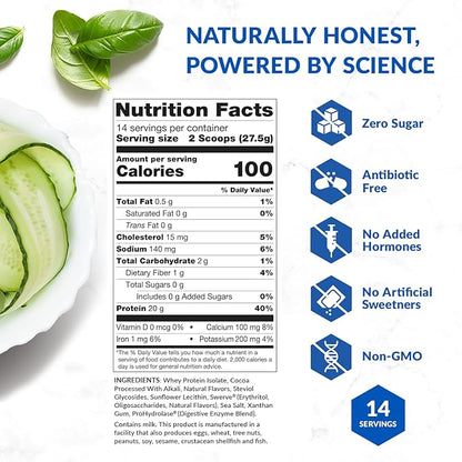 BioTrust Low Carb Lite, 20 Grams of Grass-Fed Whey Protein Isolate, 100 Calories, ProHydrolase Digestive Enzymes, Non-GMO, Free from Soy and Gluten, rBGH-Free (14 Servings) (Chocolate Ice Cream)
