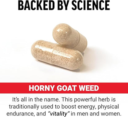 Force Factor Horny Goat Weed for Men, Natural Male Drive and Vitality Supplement with Natural Ingredients for Superior Absorption, Fundamental Series, 750mg, 60 Capsules